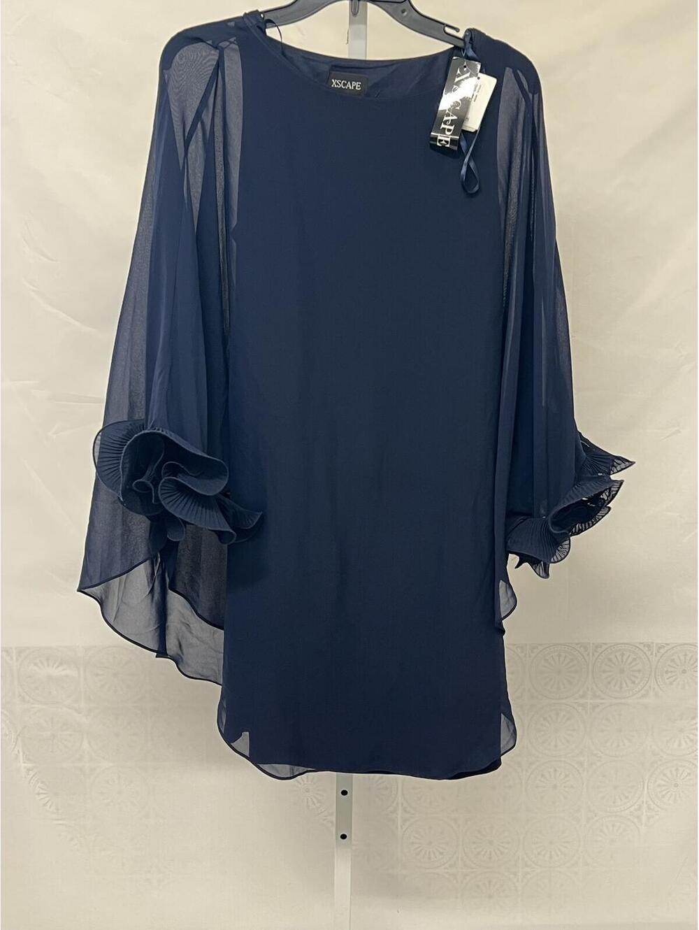 XSCAPE Plus Size Ruffle-Cuff Batwing-Sleeve Dress - Picture 2 of 8